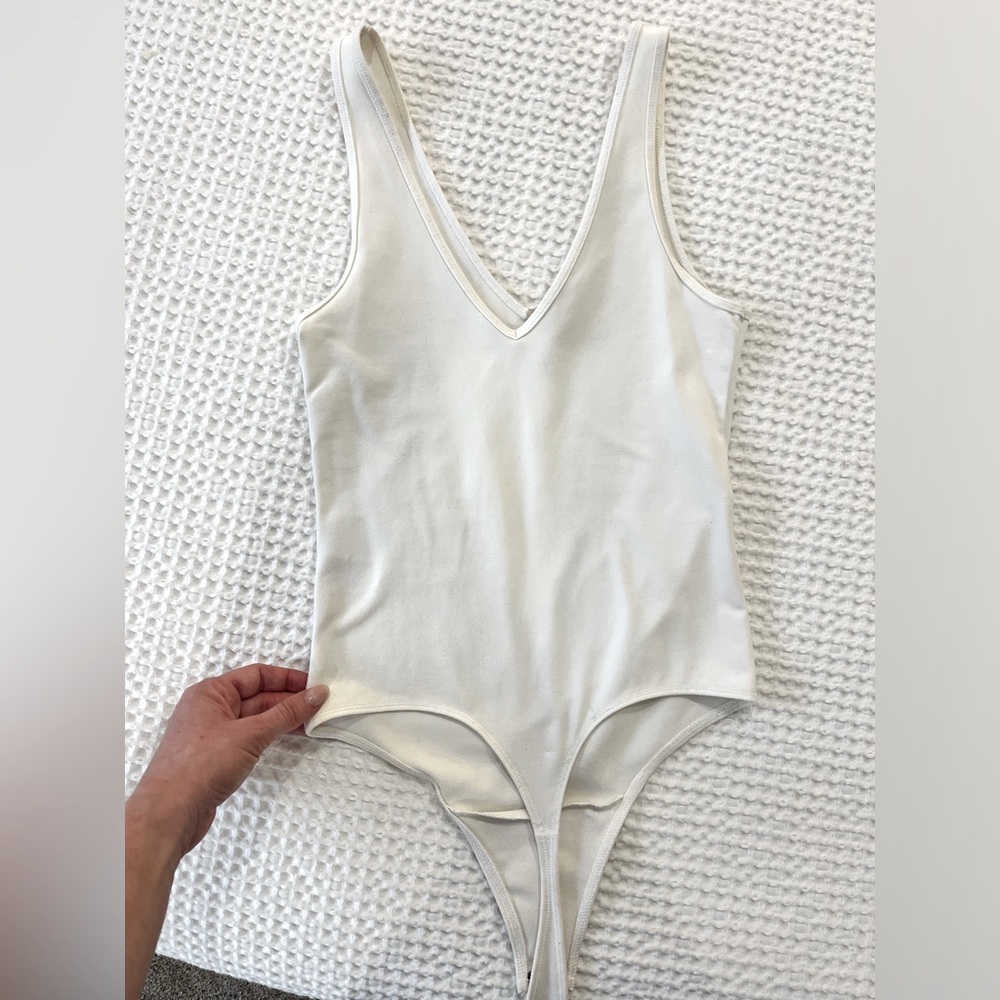 White Abercrombie tank top bodysuit, size small
